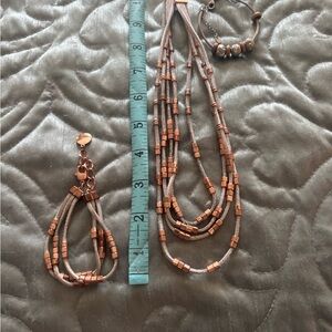 Elegant Copper Beaded Necklace and Bracelets (3 pieces) Set